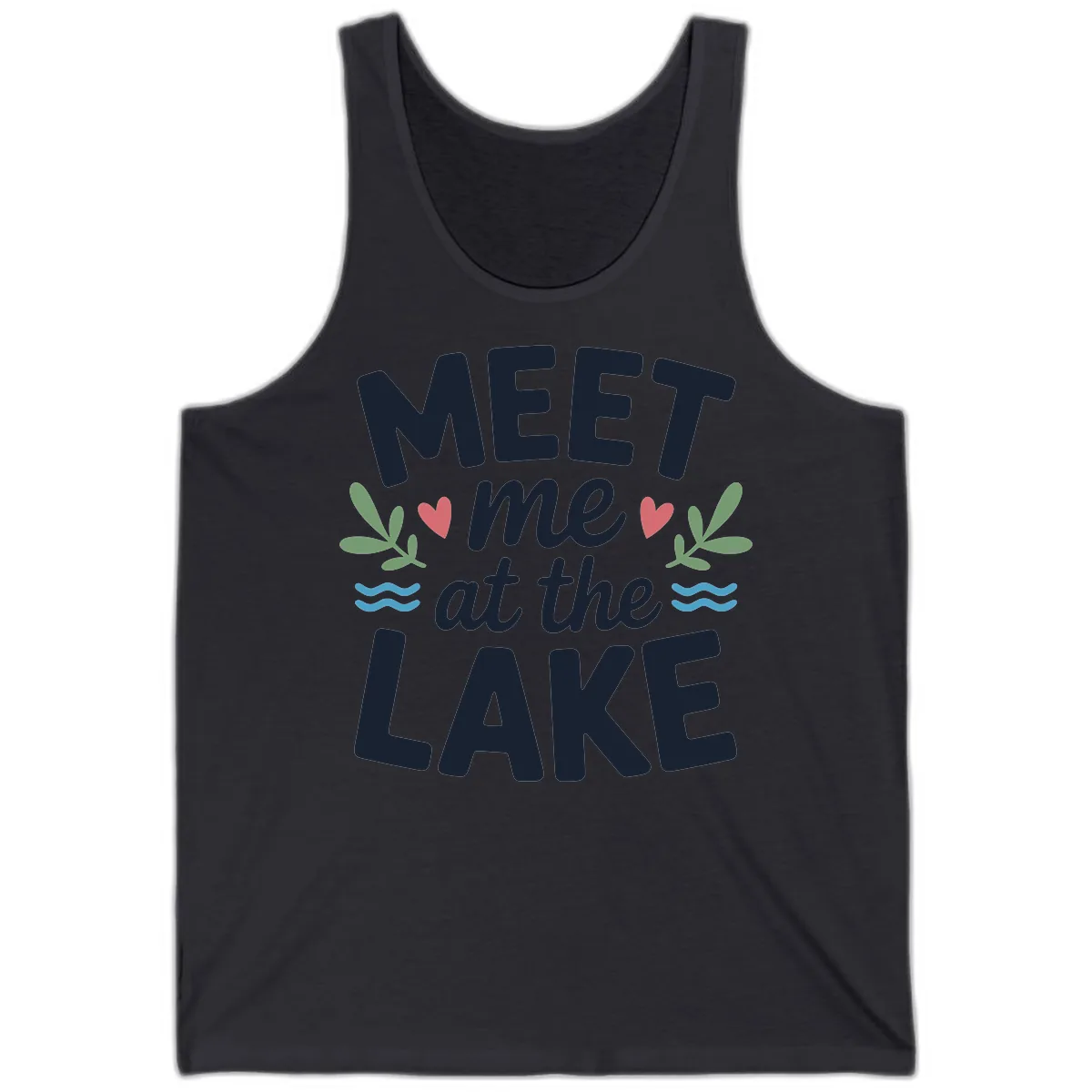 Meet Me At The Lake Typography Design Tank in Dark Grey