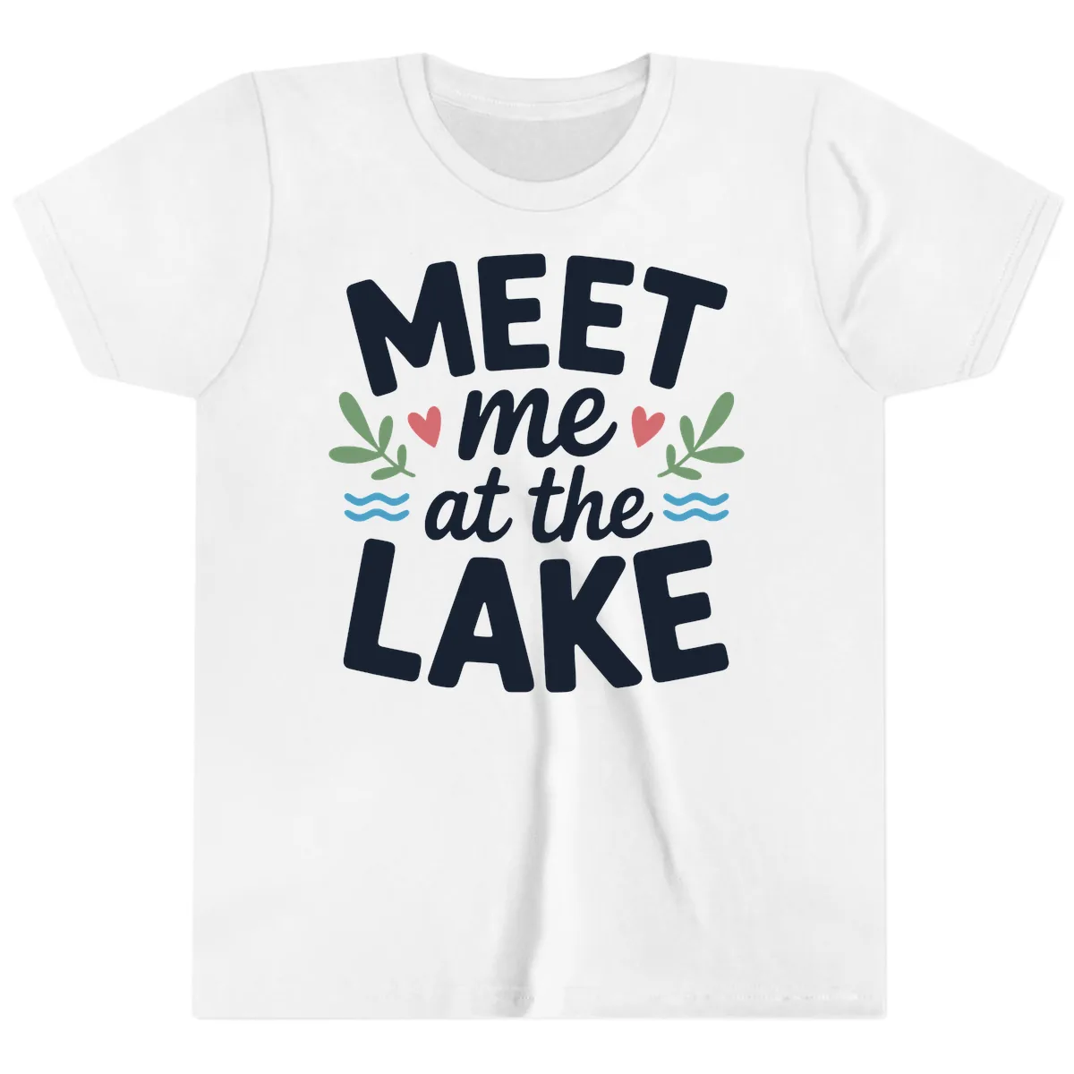 Meet Me At The Lake Typography Design Youth T-Shirt in White