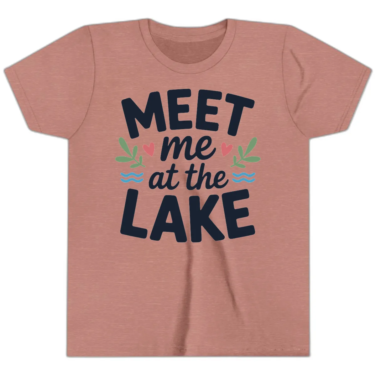 Meet Me At The Lake Typography Design Youth T-Shirt in Heather Mauve