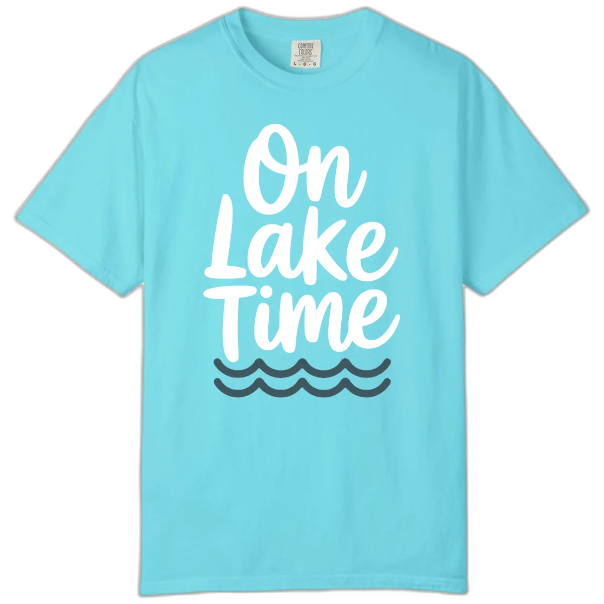 On Lake Time Typography Design Comfort Color in Lagoon Blue