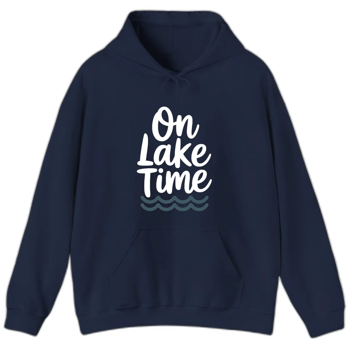 On Lake Time Typography Design Hoodie in Navy