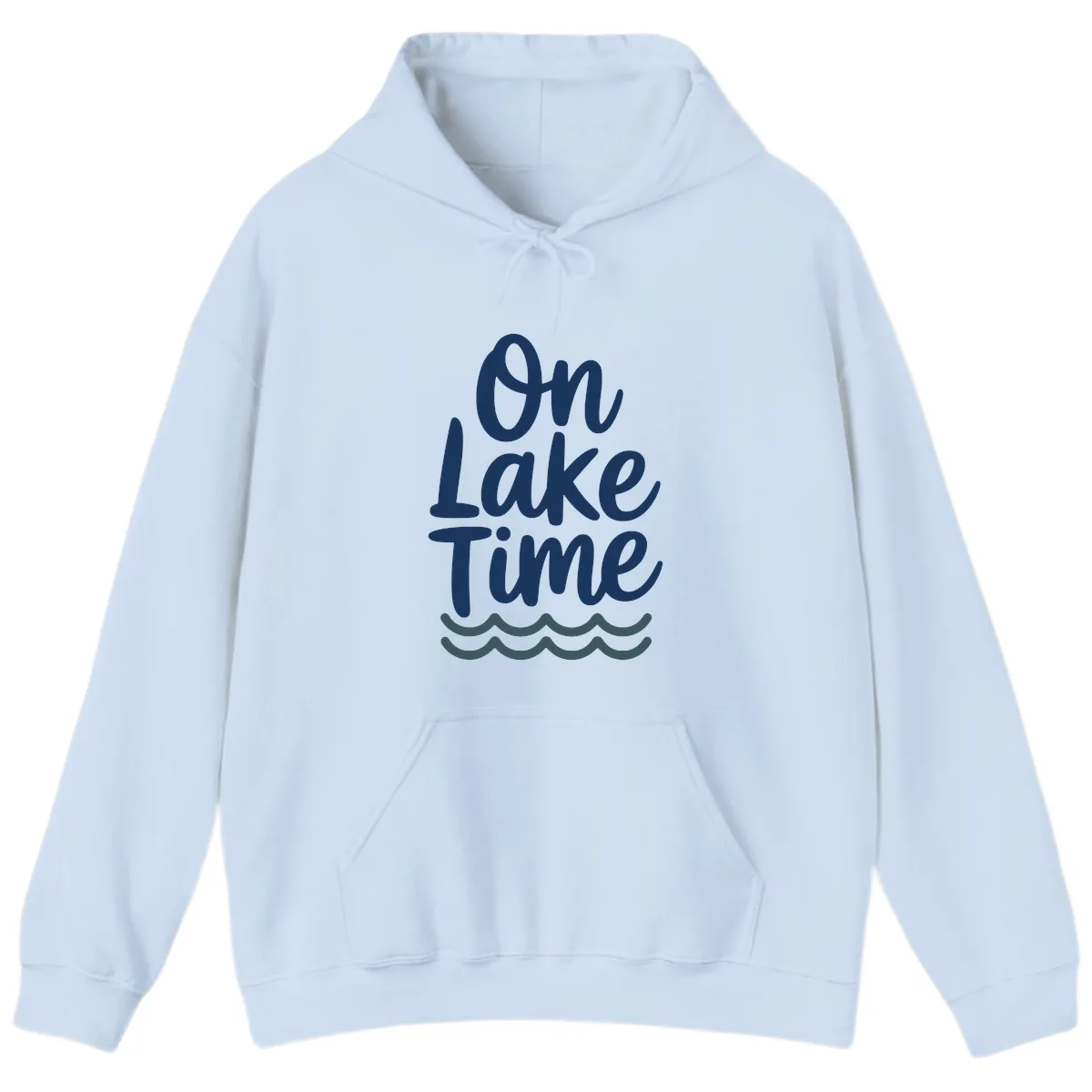 On Lake Time Typography Design Hoodie in Light Blue