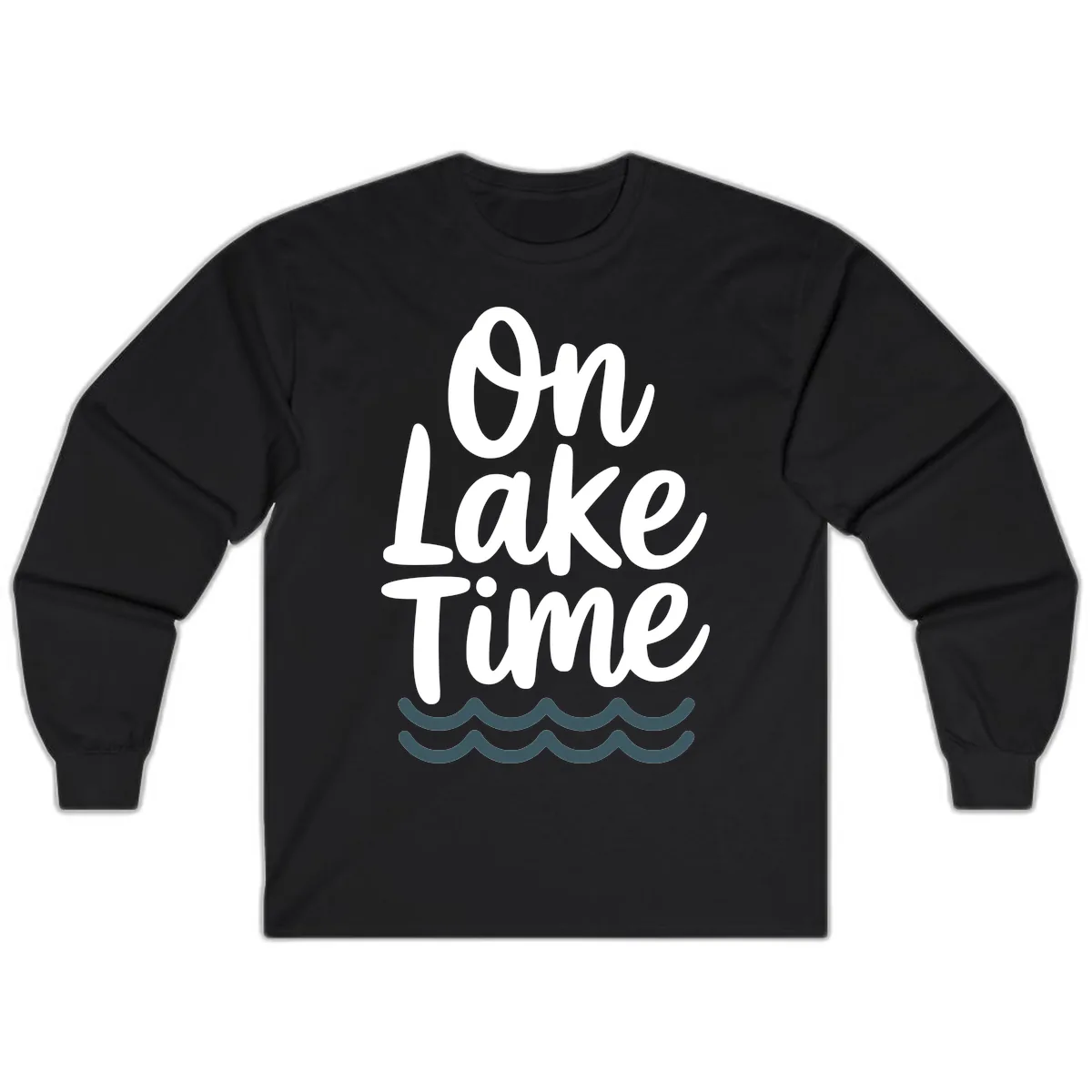 On Lake Time Typography Design Long Sleeve in Black