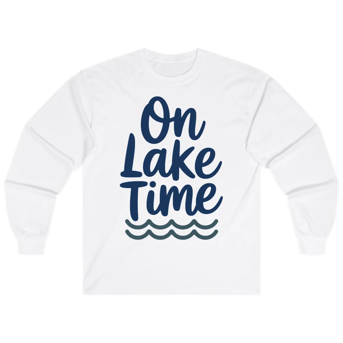 On Lake Time Typography Design Long Sleeve in White