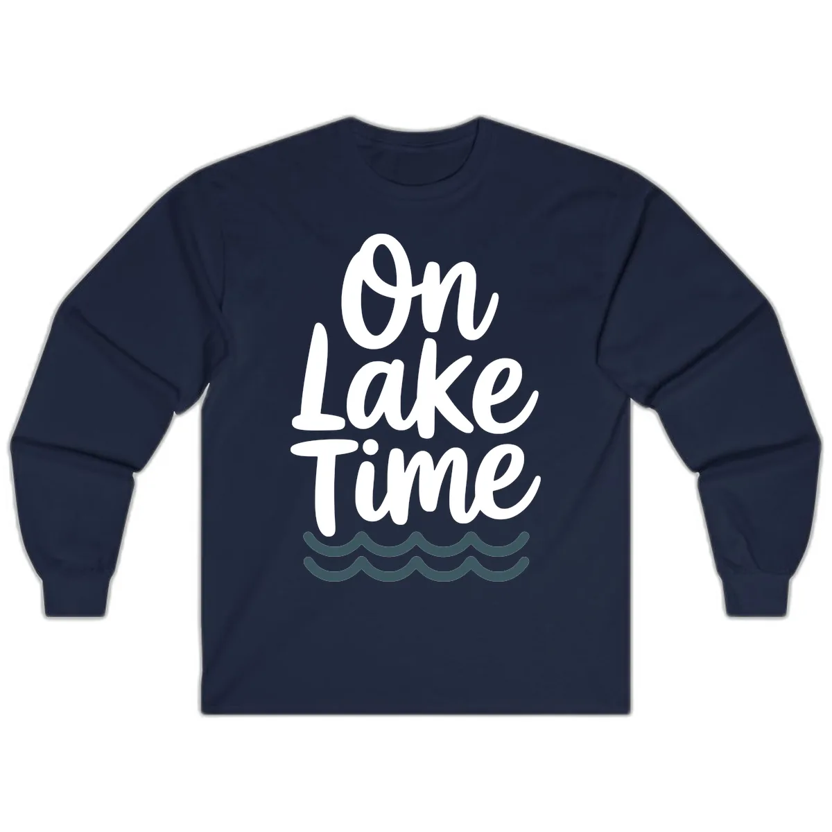 On Lake Time Typography Design Long Sleeve in Navy