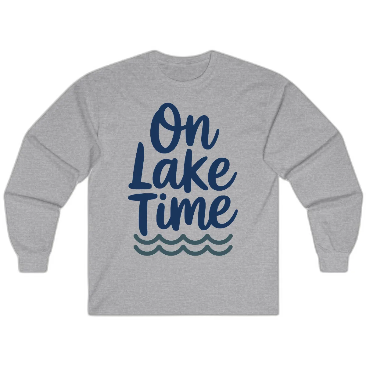 On Lake Time Typography Design Long Sleeve in Sport Grey