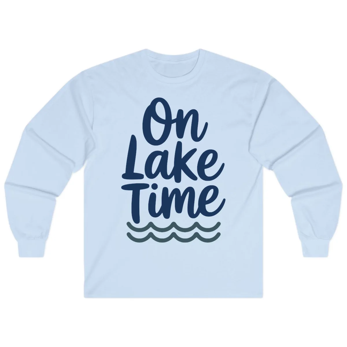 On Lake Time Typography Design Long Sleeve in Light Blue