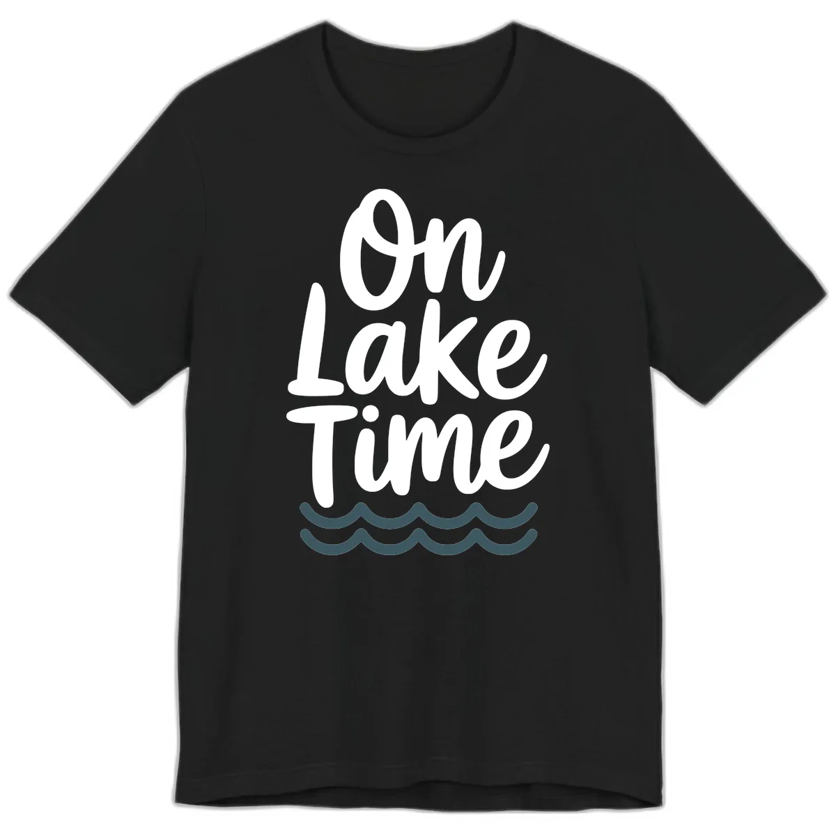 On Lake Time Typography Design Premium T-Shirt in Black