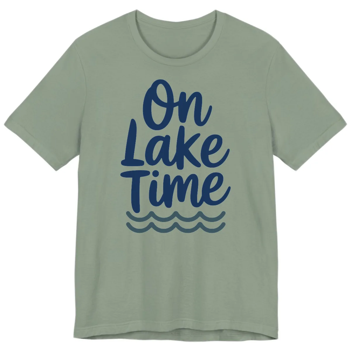On Lake Time Typography Design Premium T-Shirt in Sage