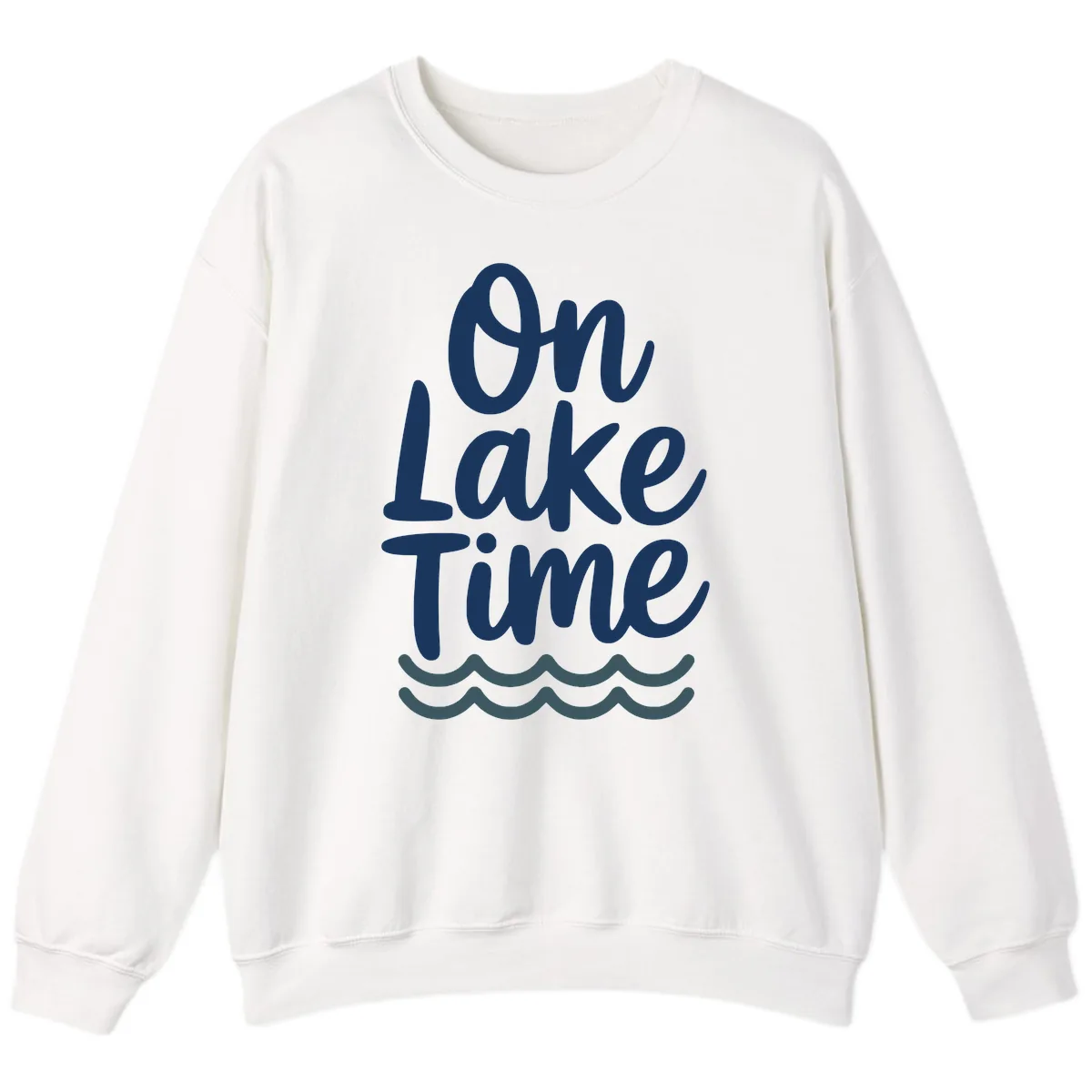 On Lake Time Typography Design Sweatshirt in White