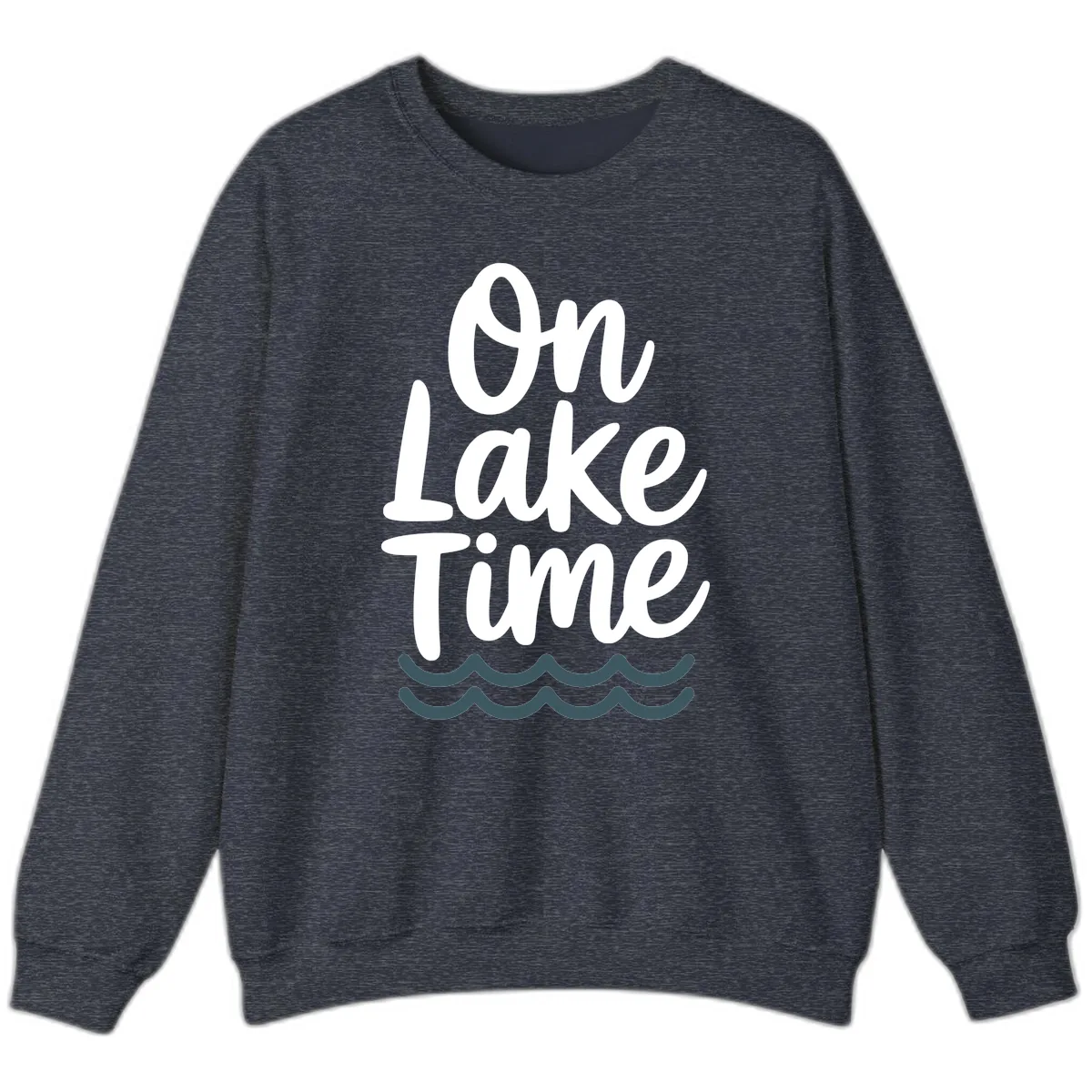 On Lake Time Typography Design Sweatshirt in Heather Sport Dark Navy