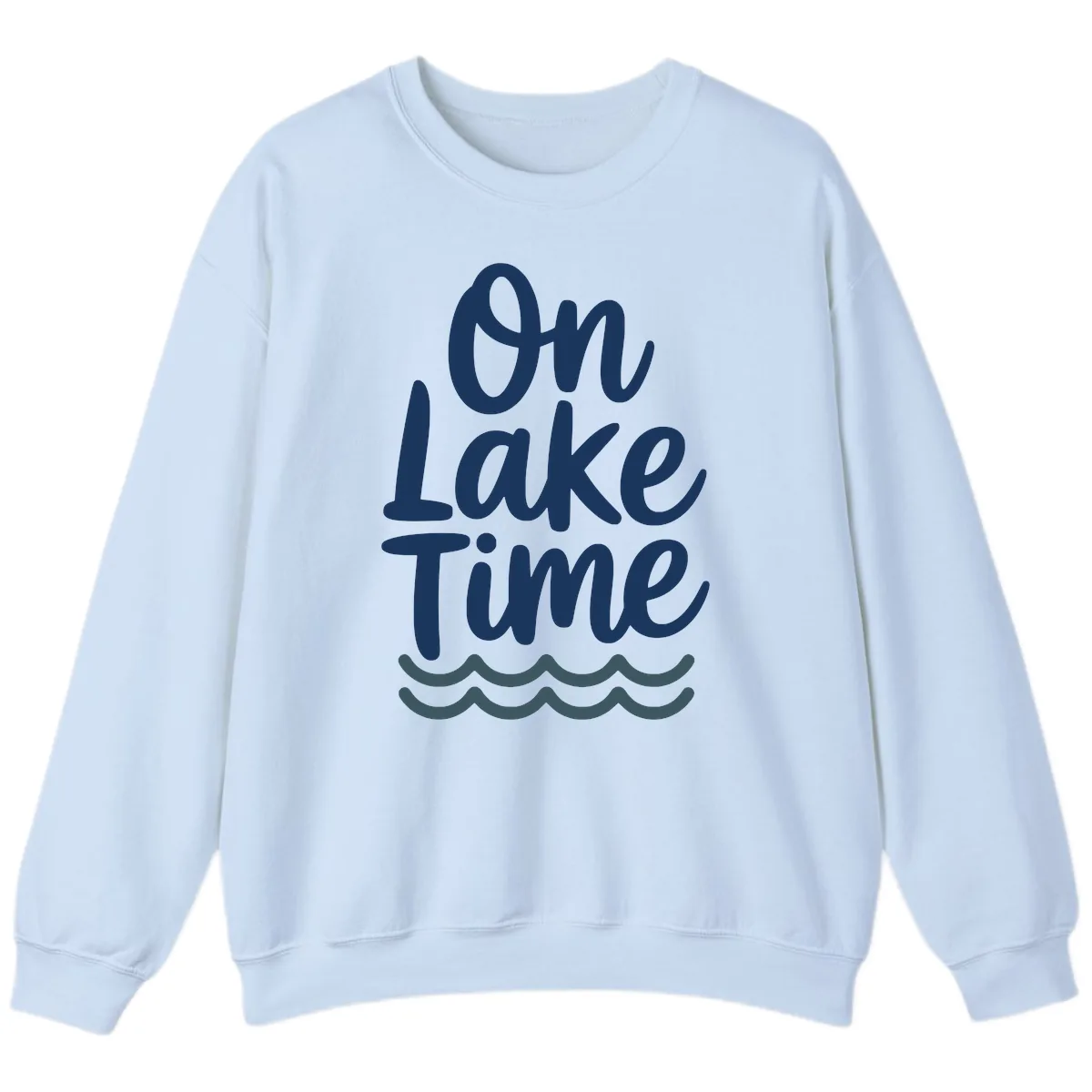 On Lake Time Typography Design Sweatshirt in Light Blue