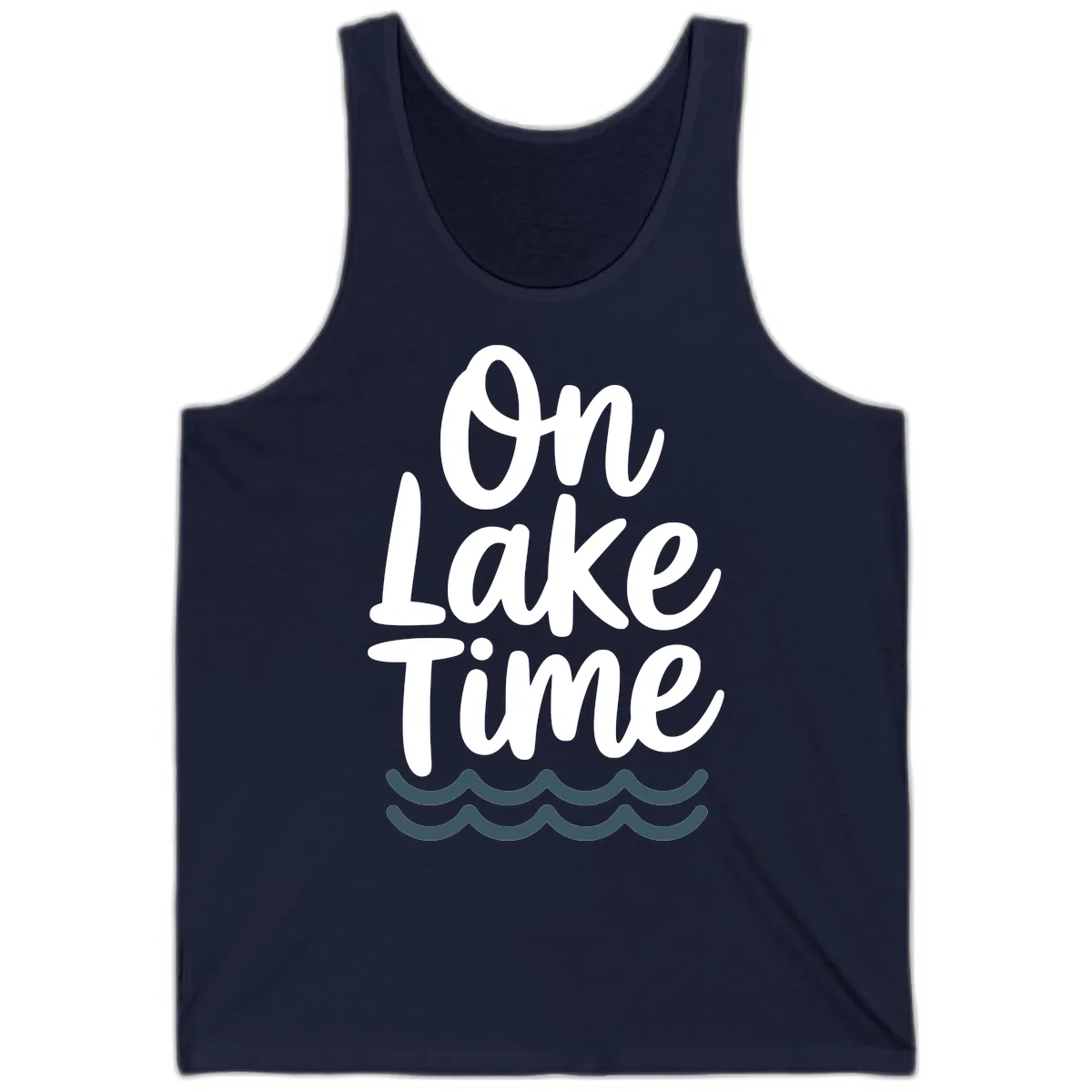 On Lake Time Typography Design Tank in Navy