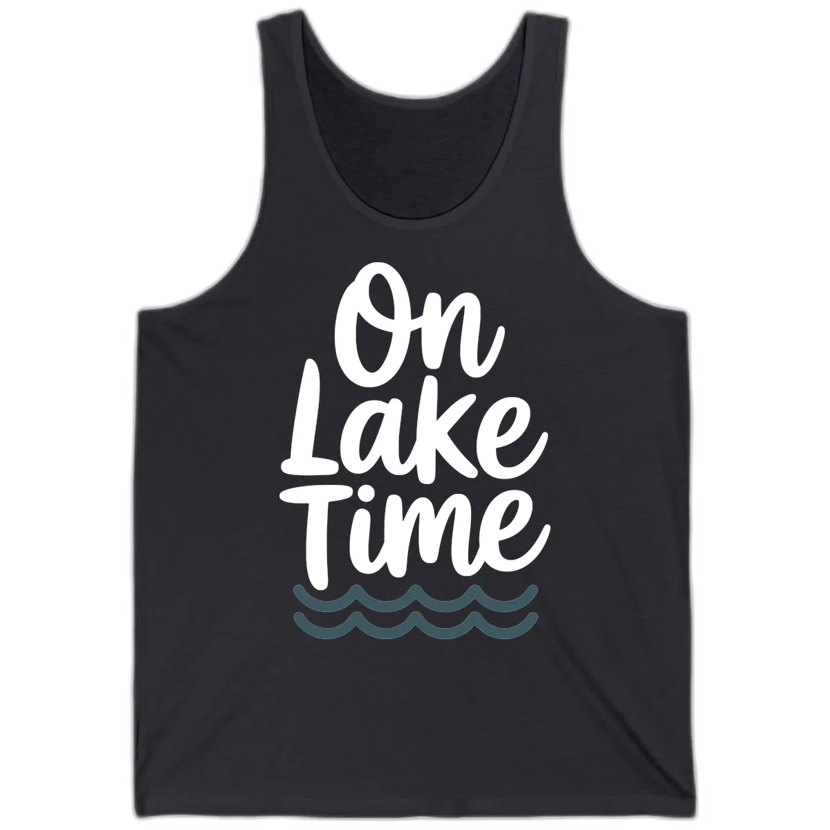 On Lake Time Typography Design Tank in Dark Grey