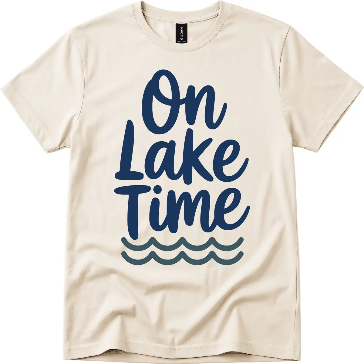 On Lake Time Typography Design T-Shirt in Natural