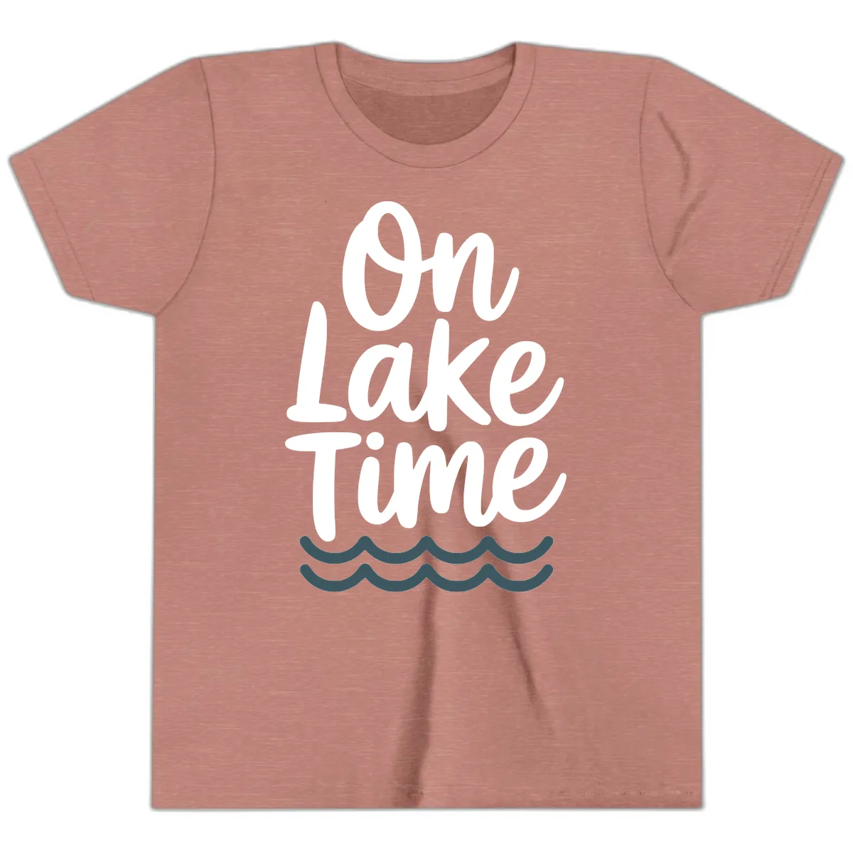 On Lake Time Typography Design Youth T-Shirt in Heather Mauve
