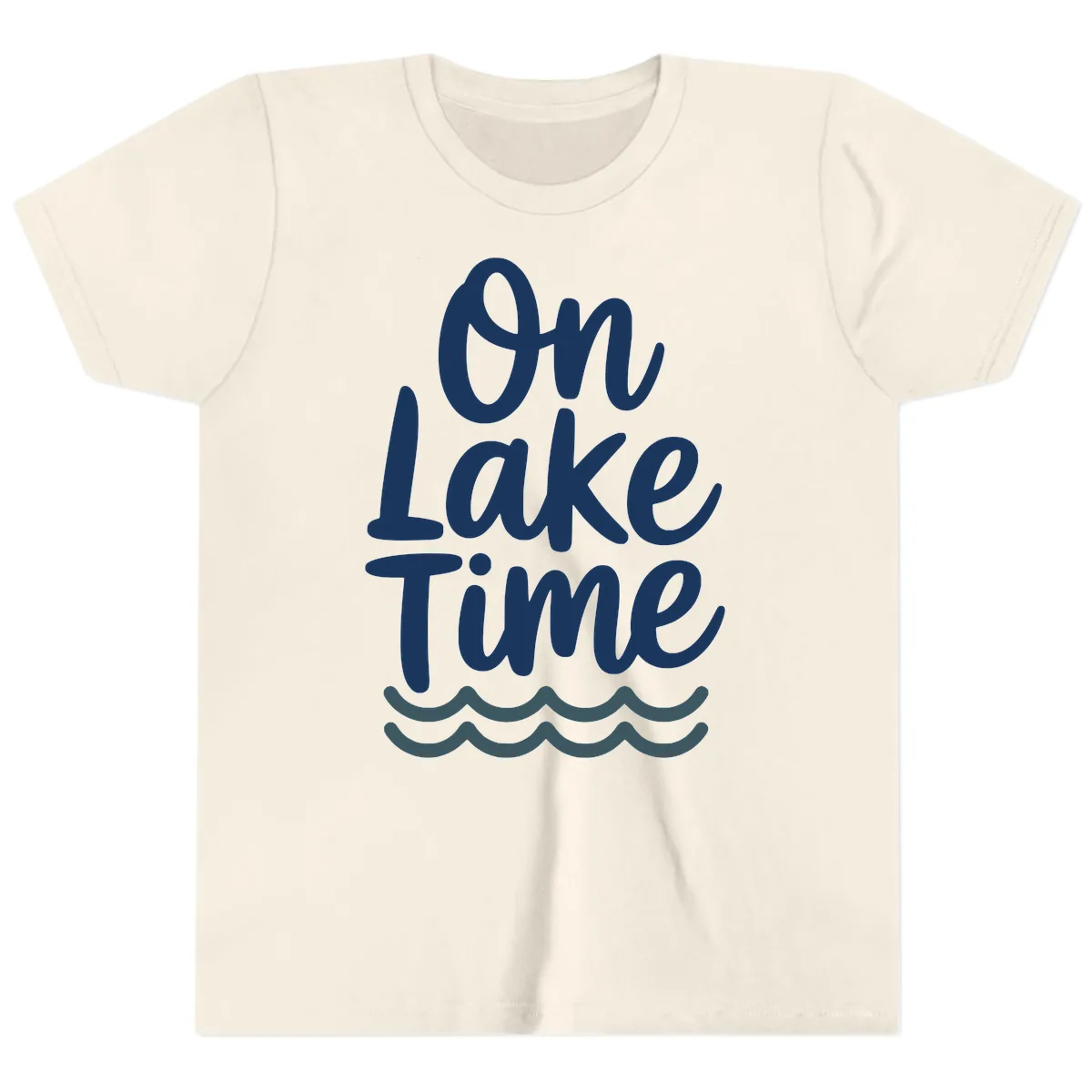 On Lake Time Typography Design Youth T-Shirt in Natural