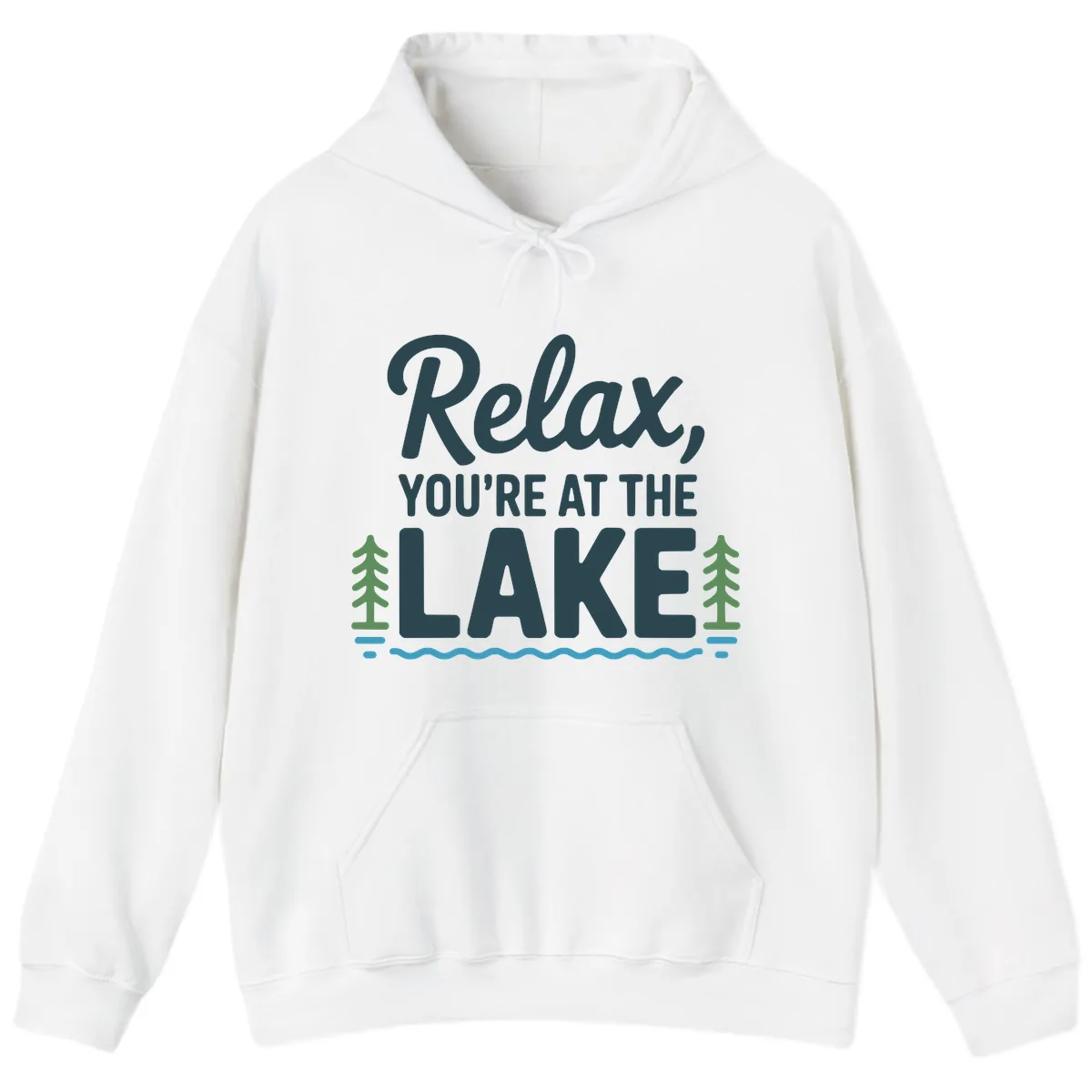 Relax You're At The Lake Design Hoodie in White