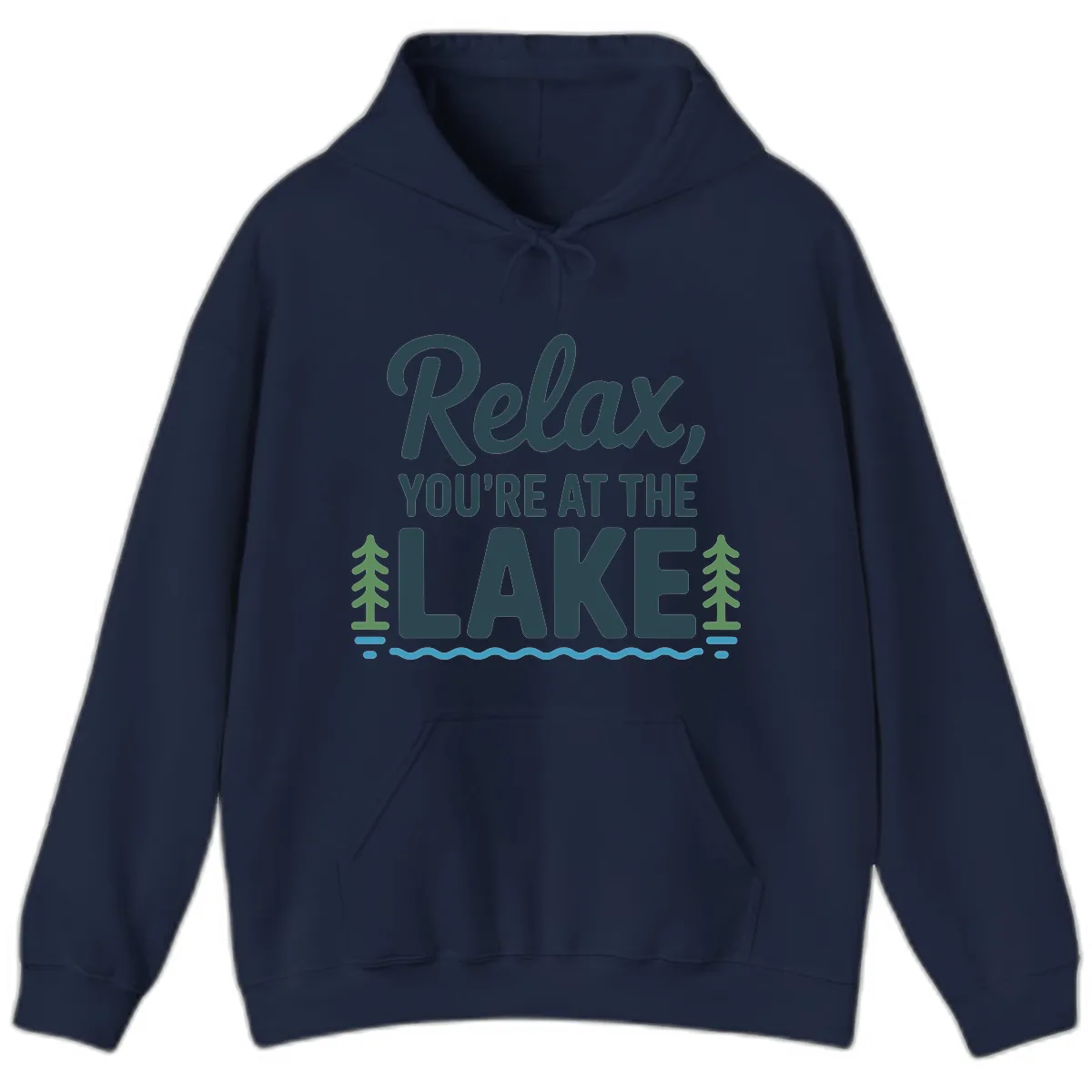 Relax You're At The Lake Design Hoodie in Navy