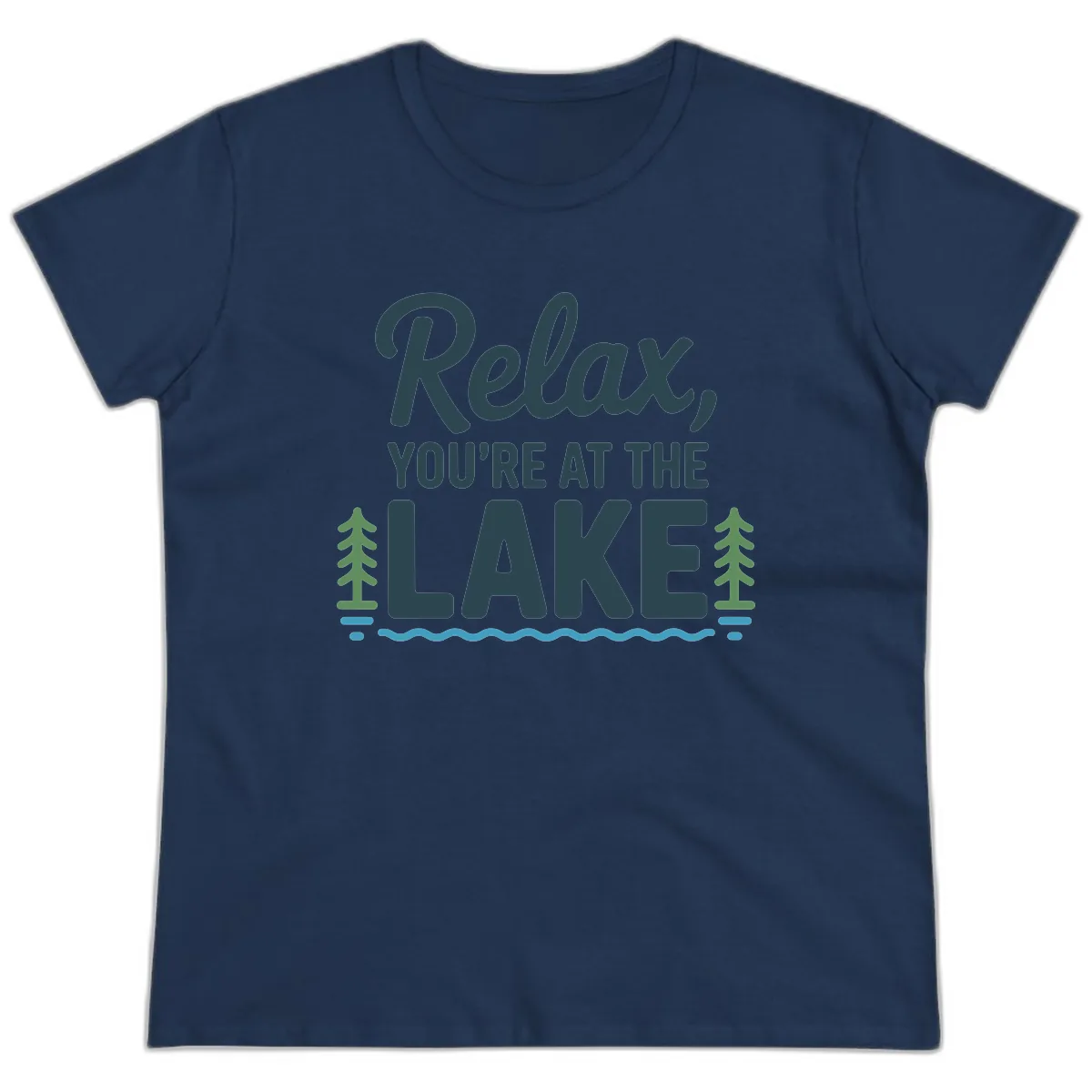 Relax You're At The Lake Design Ladies Tee in Navy