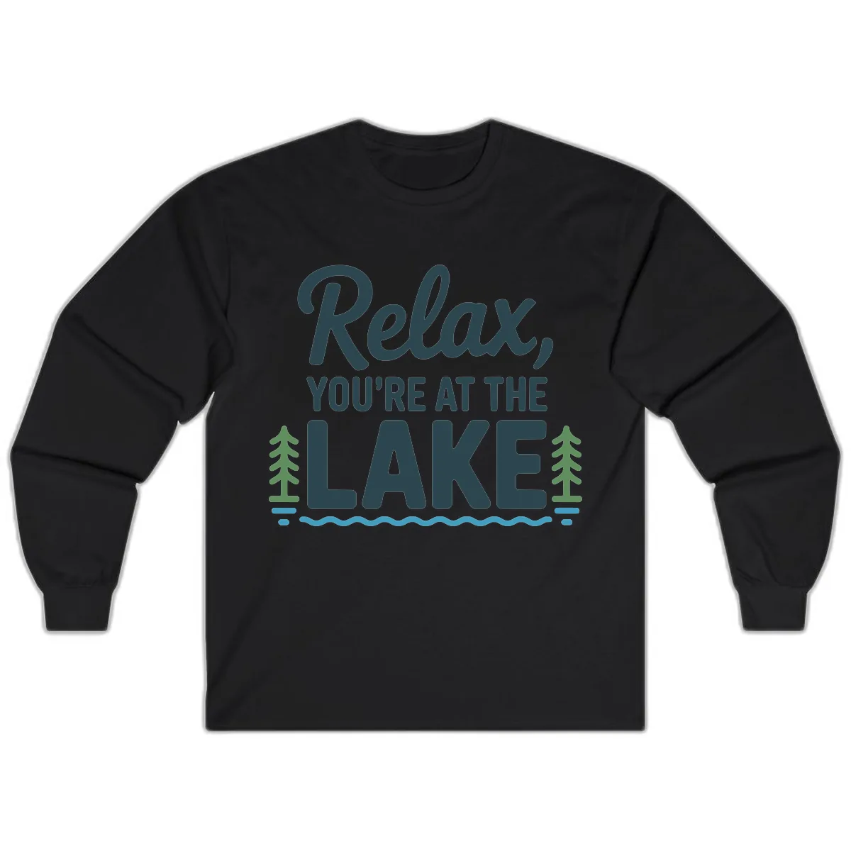 Relax You're At The Lake Design Long Sleeve in Black