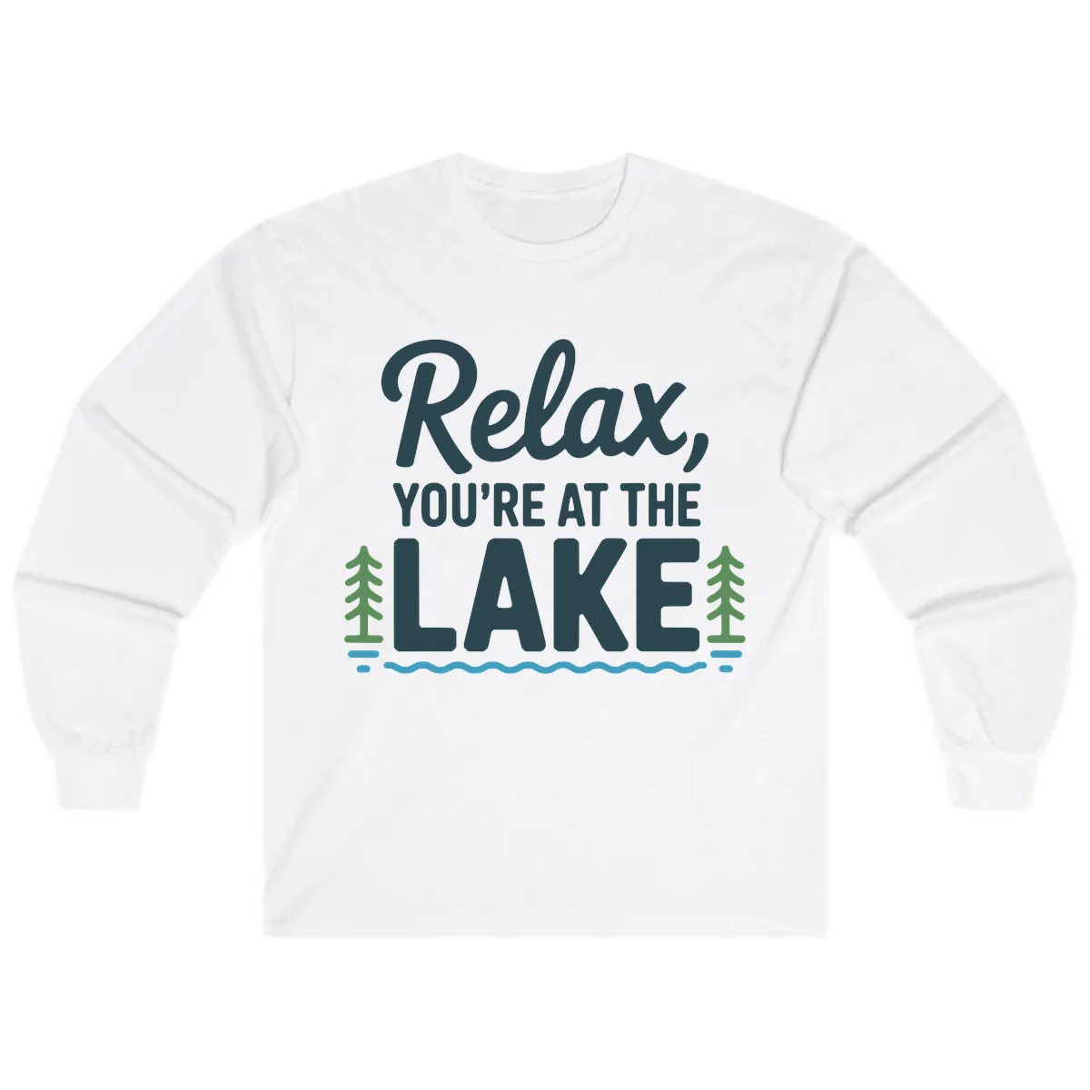Relax You're At The Lake Design Long Sleeve in White