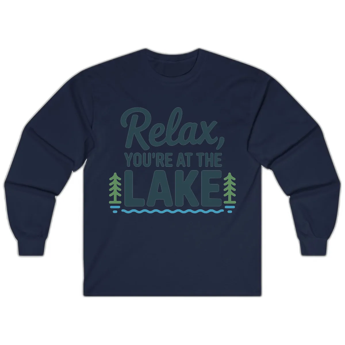 Relax You're At The Lake Design Long Sleeve in Navy