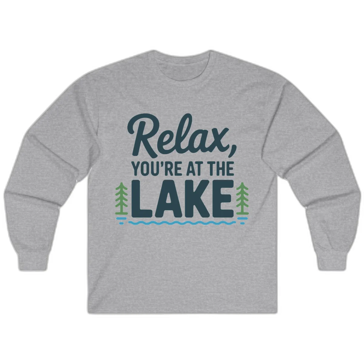 Relax You're At The Lake Design Long Sleeve in Sport Grey