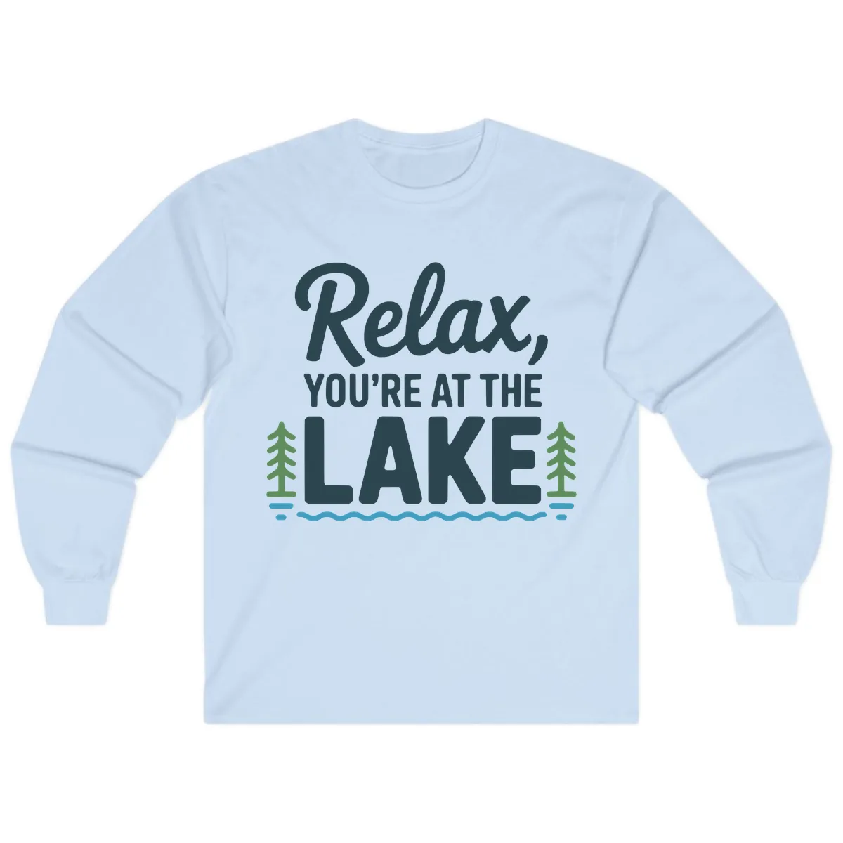 Relax You're At The Lake Design Long Sleeve in Light Blue