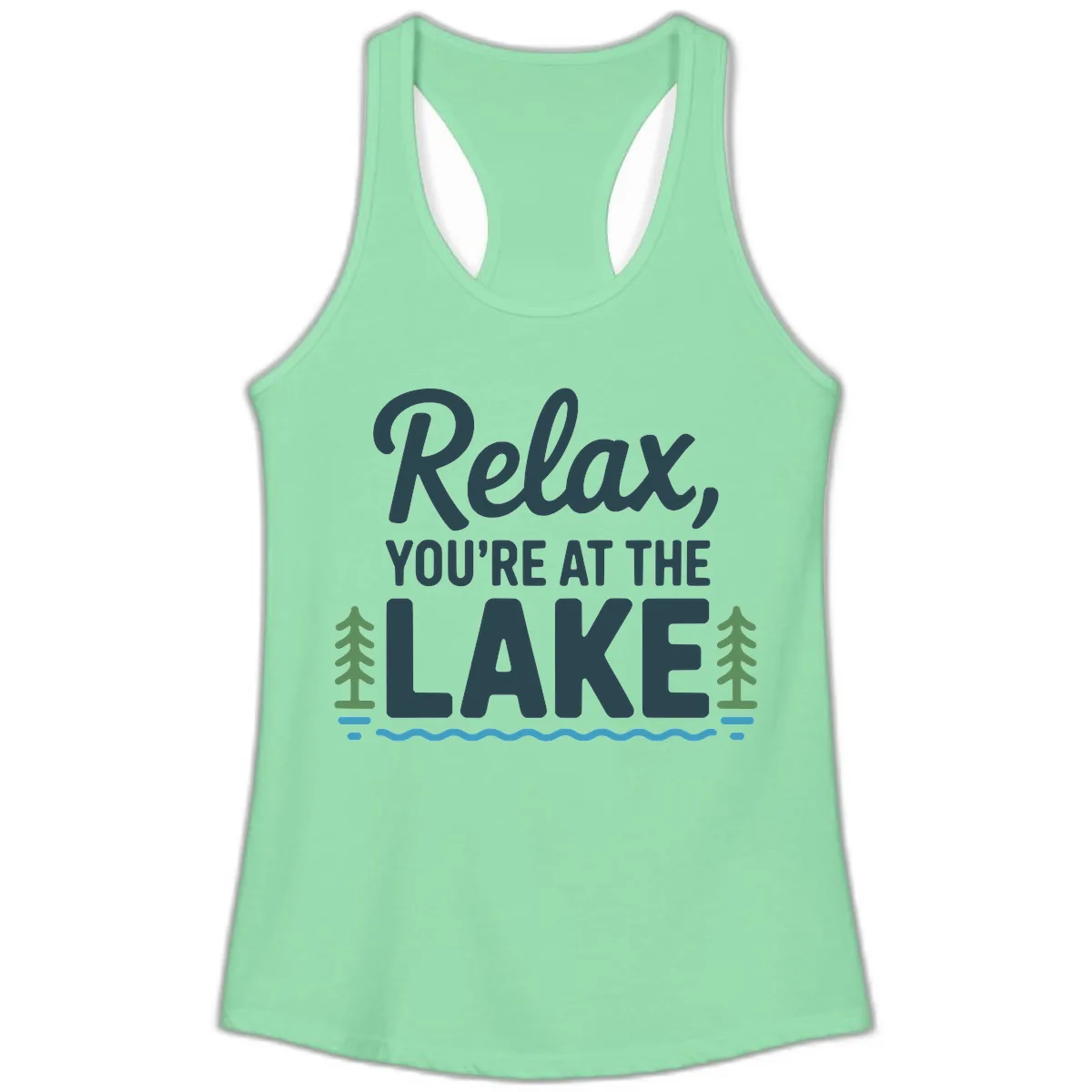 Relax You're At The Lake Design Ladies Tank in Solid Mint