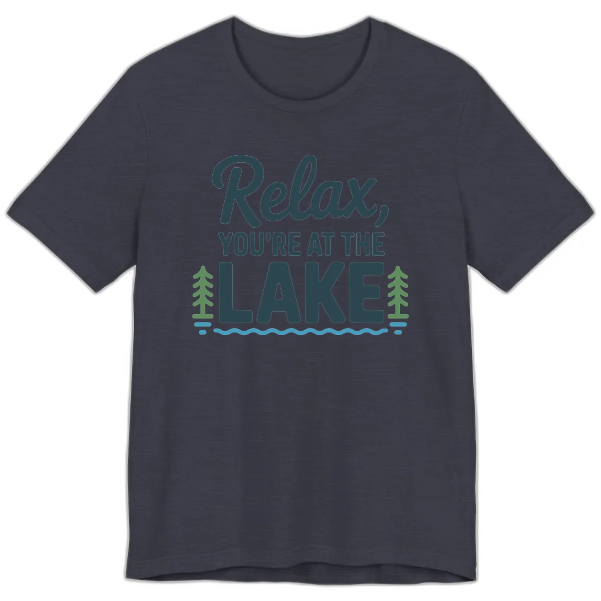 Relax You're At The Lake Design Premium T-Shirt in Heather Midnight Navy