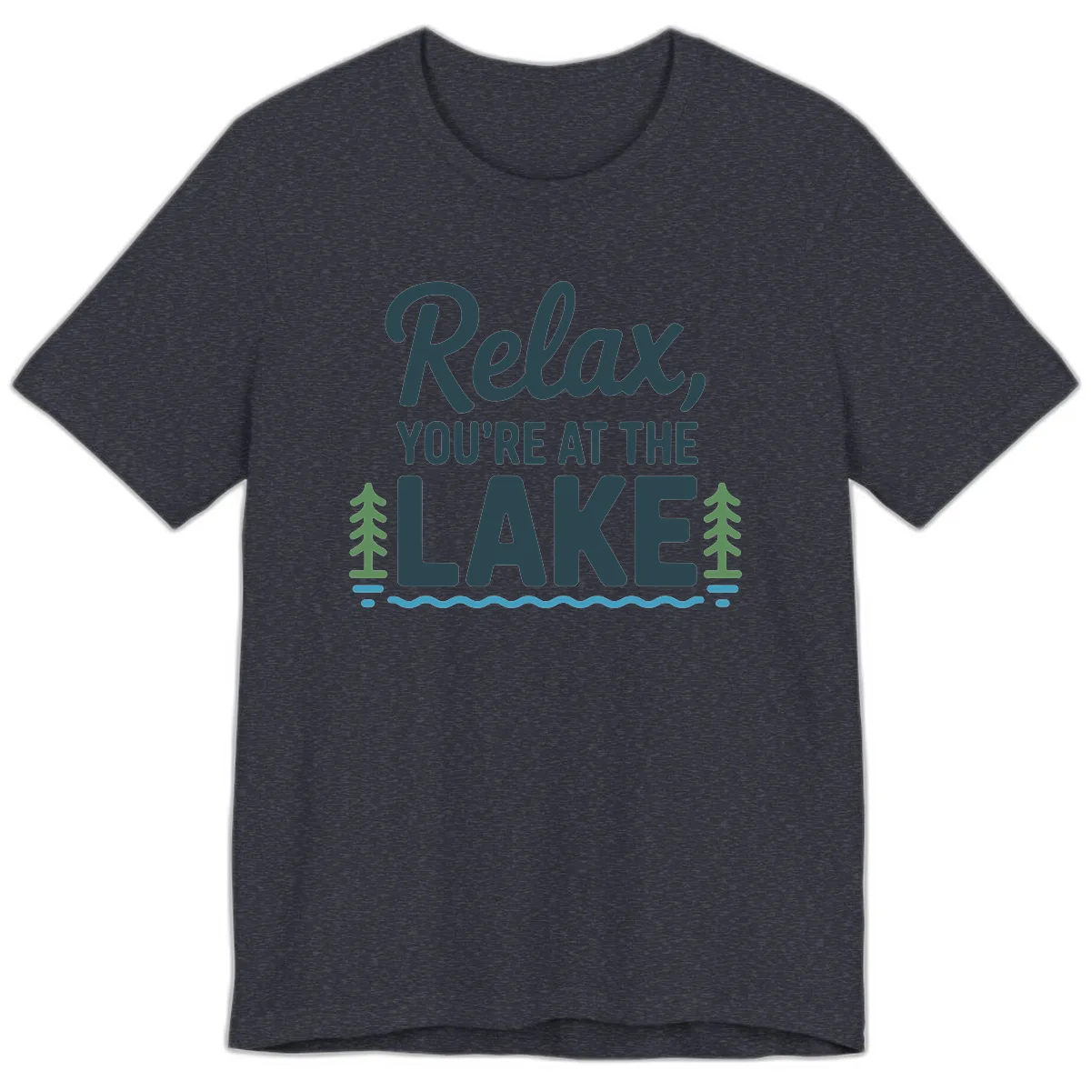 Relax You're At The Lake Design Premium T-Shirt in Heather Navy