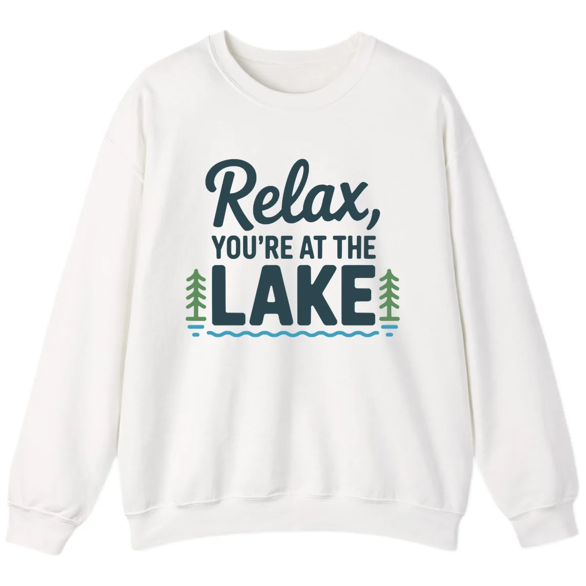 Relax You're At The Lake Design Sweatshirt in White