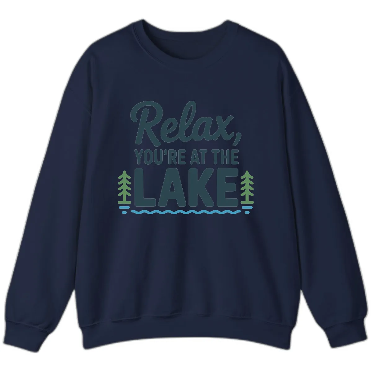 Relax You're At The Lake Design Sweatshirt in Navy