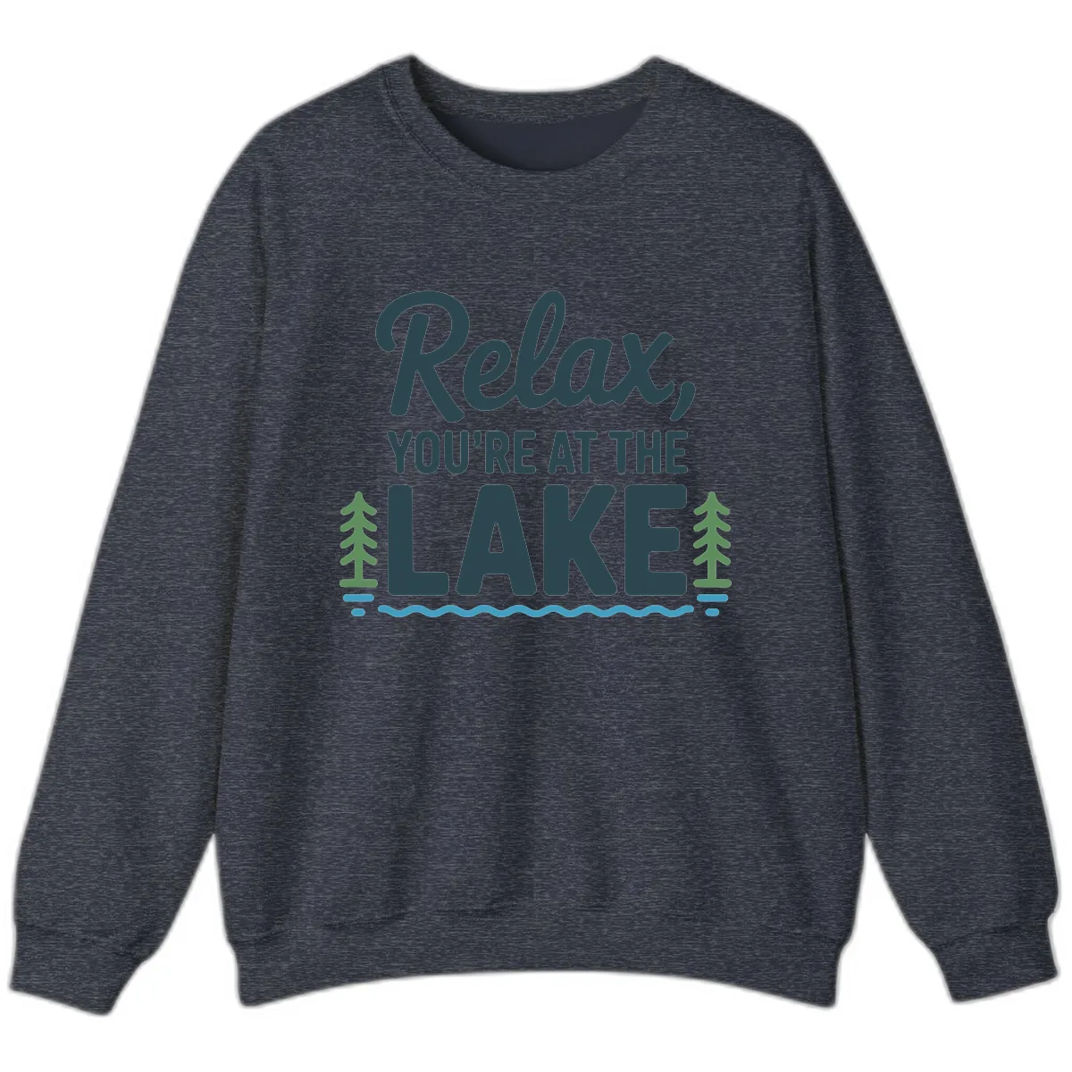 Relax You're At The Lake Design Sweatshirt in Heather Sport Dark Navy