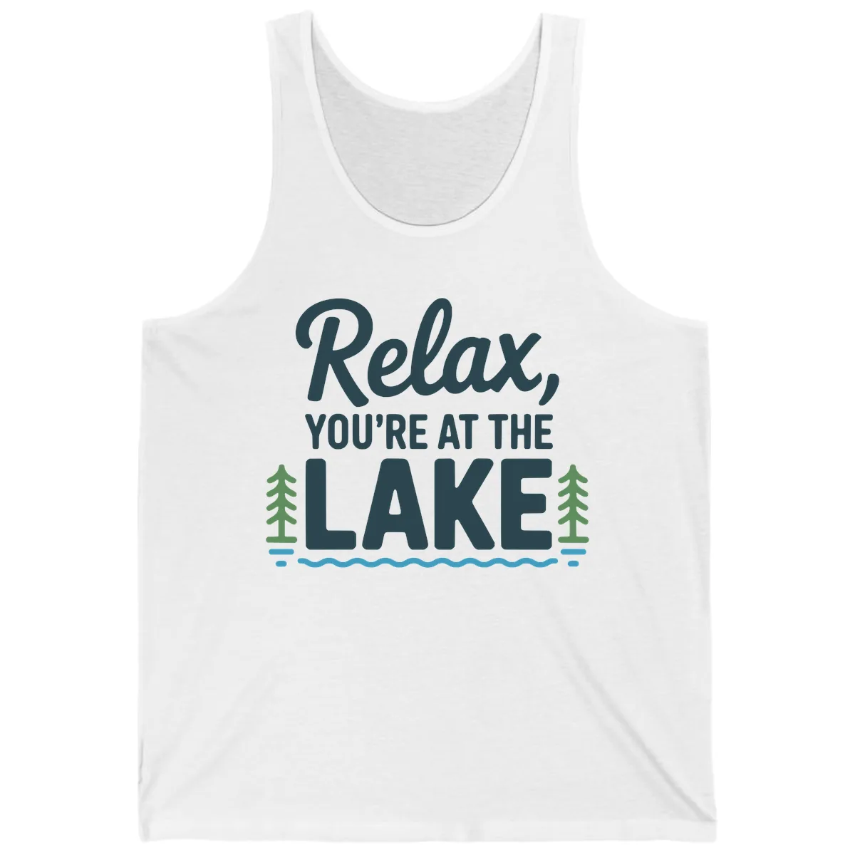 Relax You're At The Lake Design Tank in White