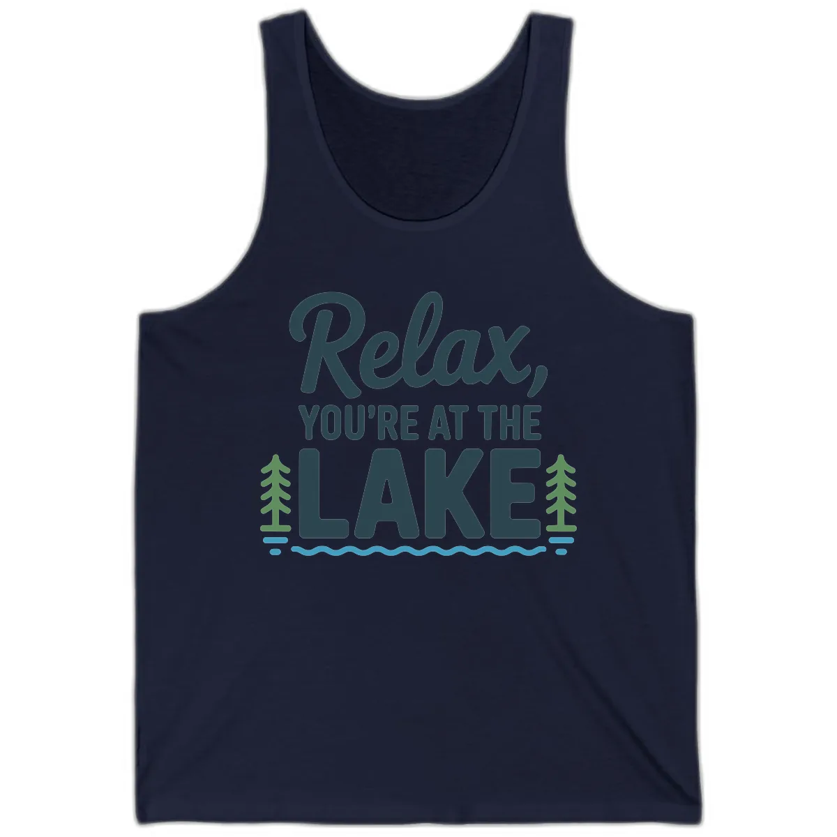 Relax You're At The Lake Design Tank in Navy