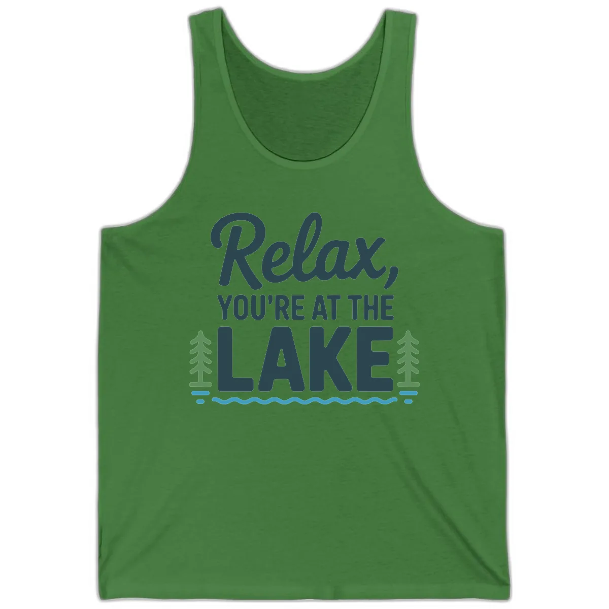 Relax You're At The Lake Design Tank in Leaf