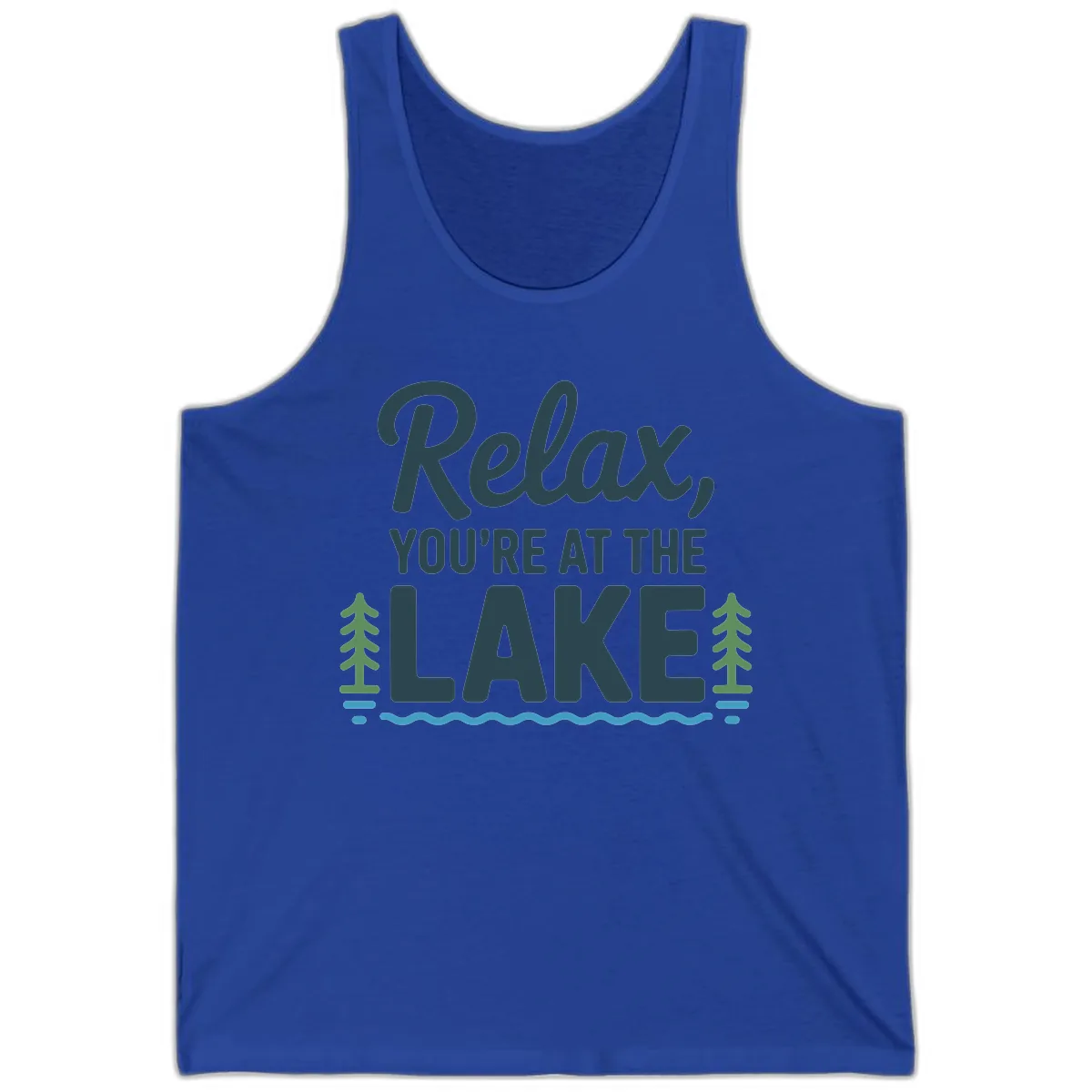 Relax You're At The Lake Design Tank in True Royal