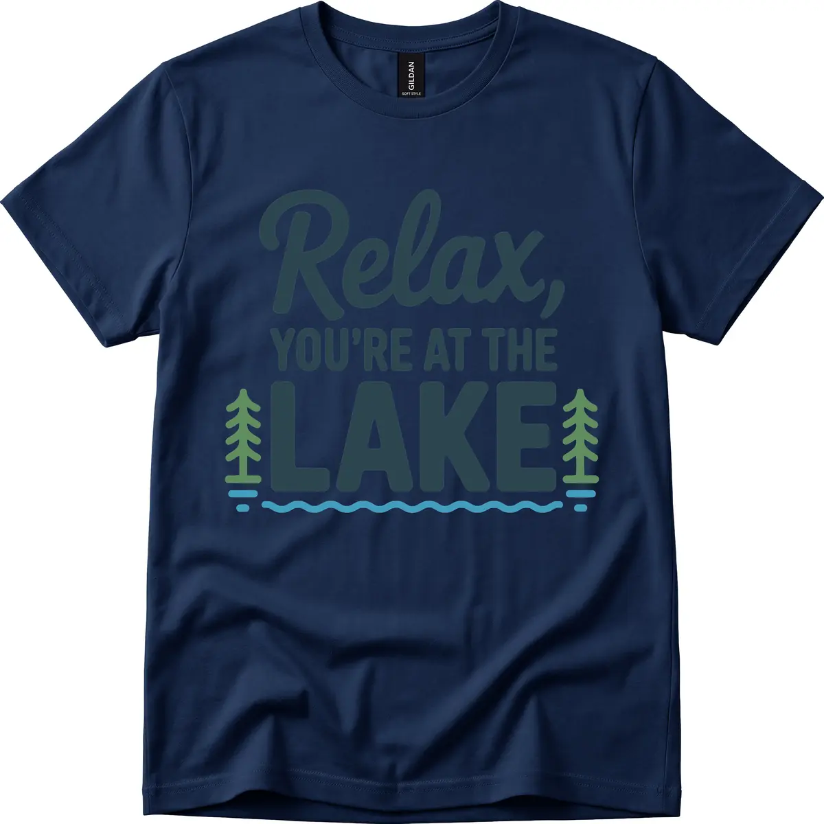 Relax You're At The Lake Design T-Shirt in Navy