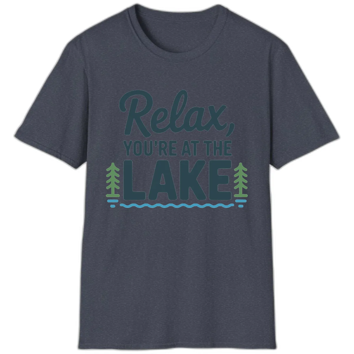 Relax You're At The Lake Design T-Shirt in Heather Navy