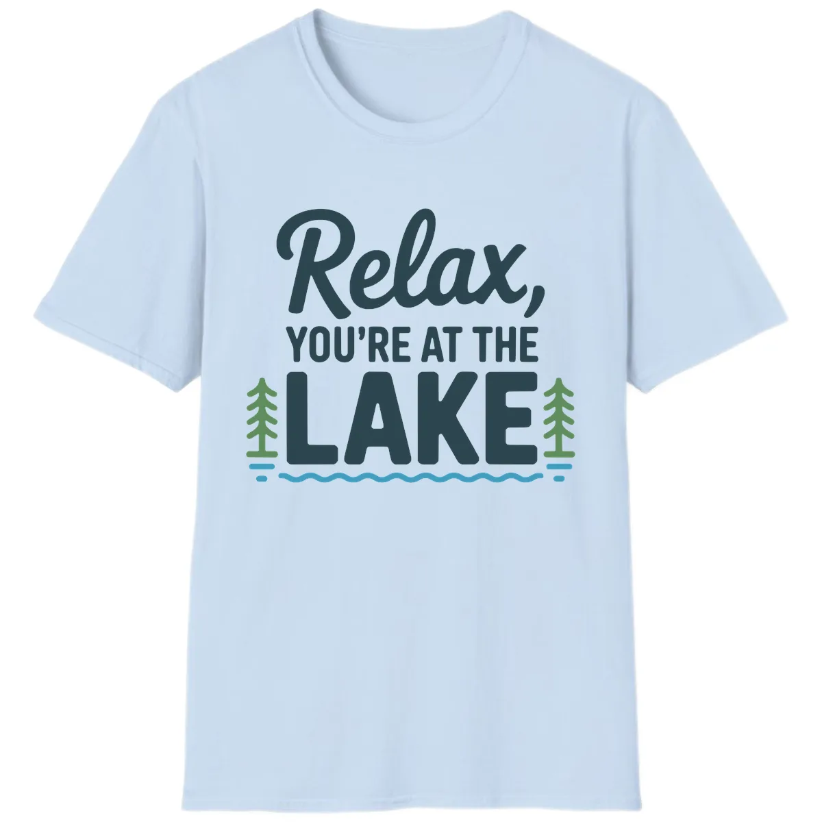 Relax You're At The Lake Design T-Shirt in Light Blue