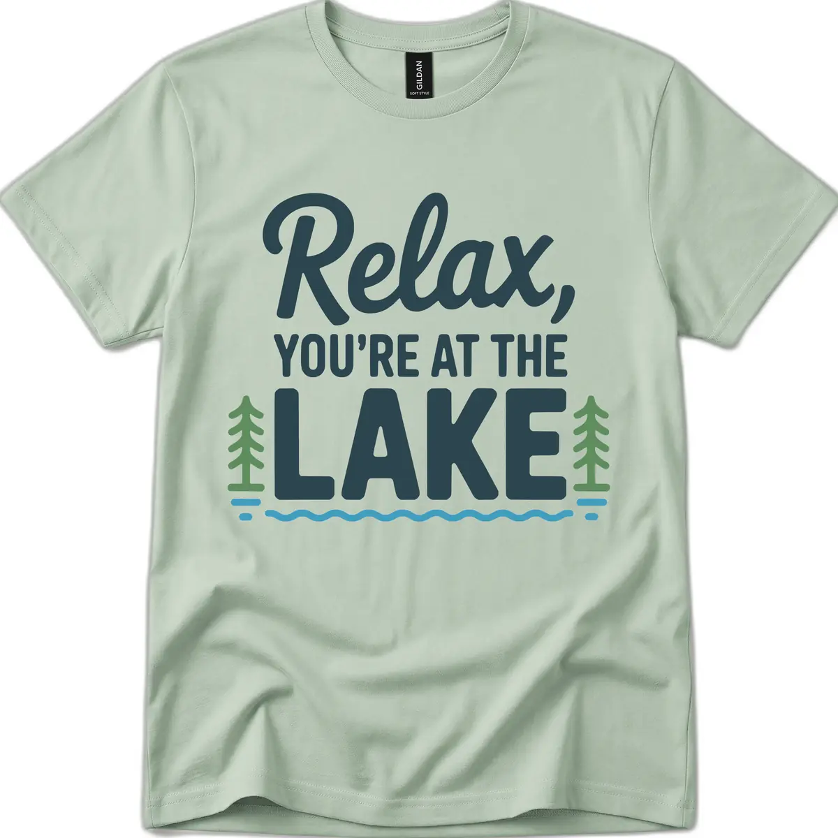 Relax You're At The Lake Design T-Shirt in Sage