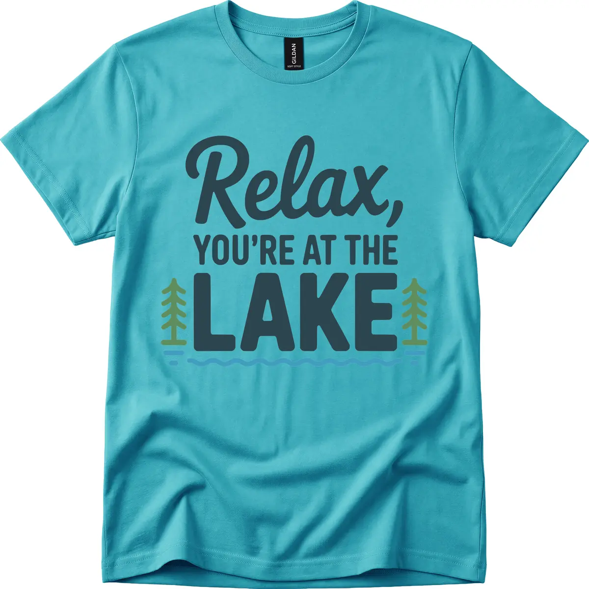 Relax You're At The Lake Design T-Shirt in Tropical Blue