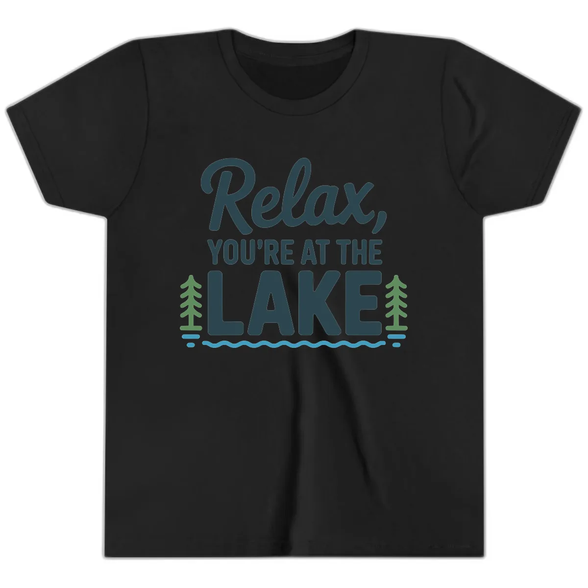 Relax You're At The Lake Design Youth T-Shirt in Black