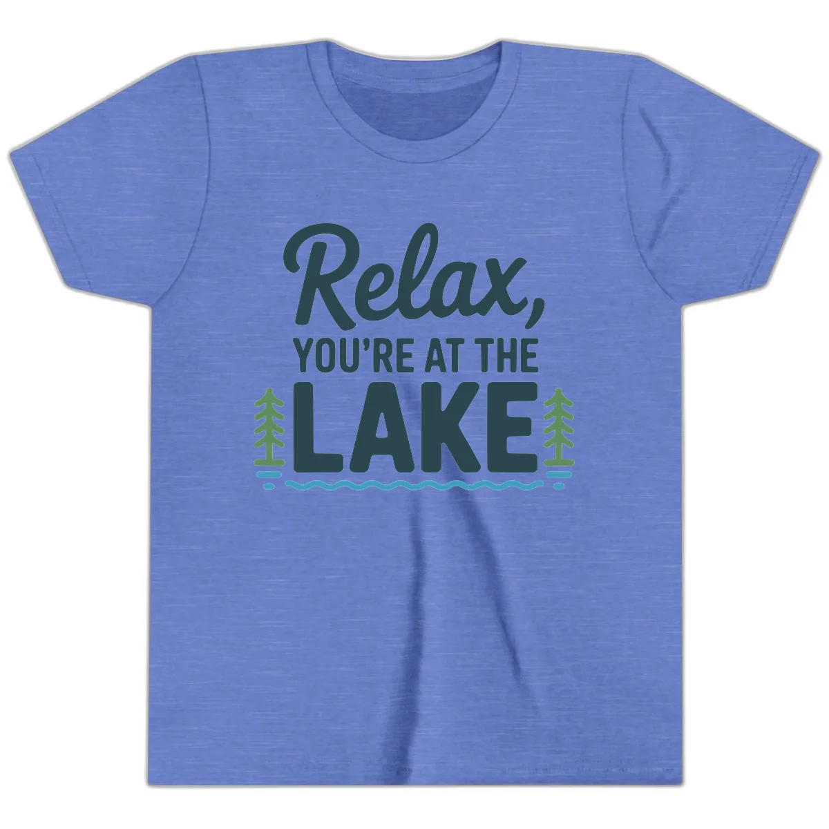 Relax You're At The Lake Design Youth T-Shirt in Heather Columbia Blue