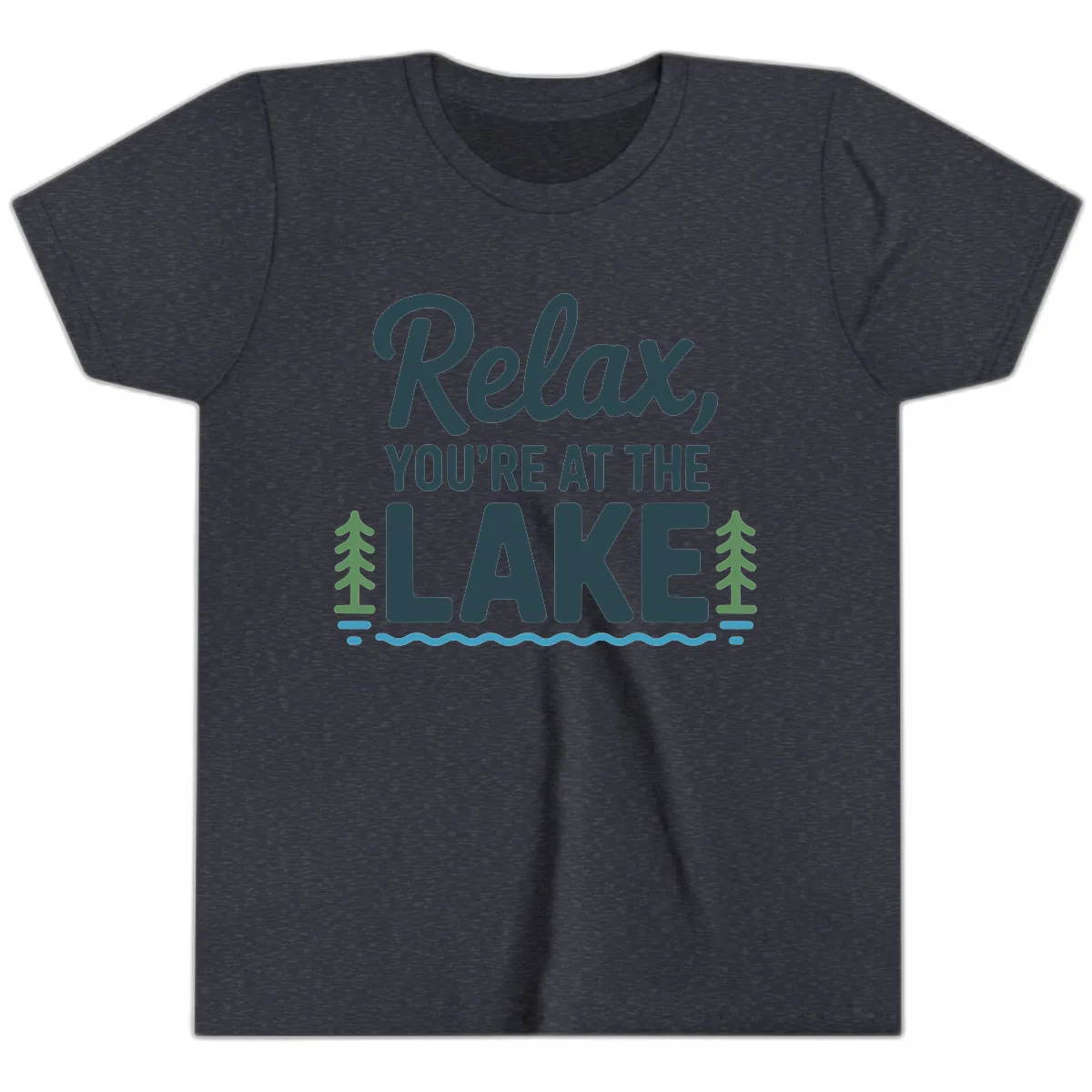 Relax You're At The Lake Design Youth T-Shirt in Heather Navy