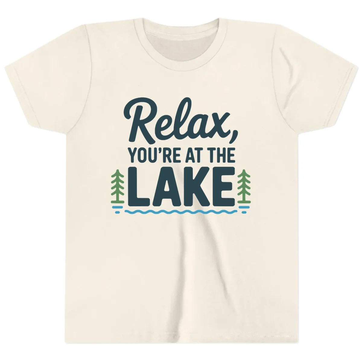 Relax You're At The Lake Design Youth T-Shirt in Natural