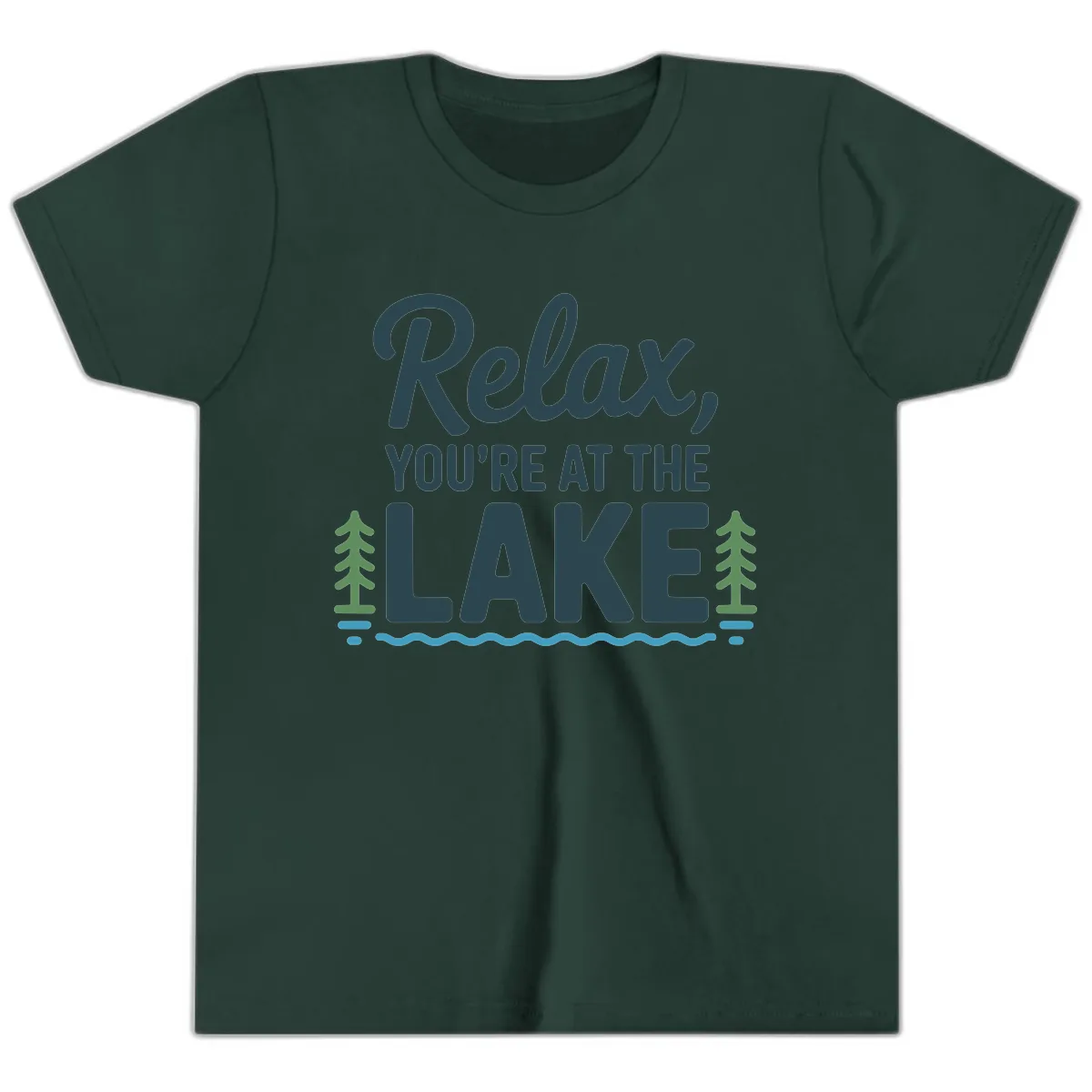 Relax You're At The Lake Design Youth T-Shirt in Forest
