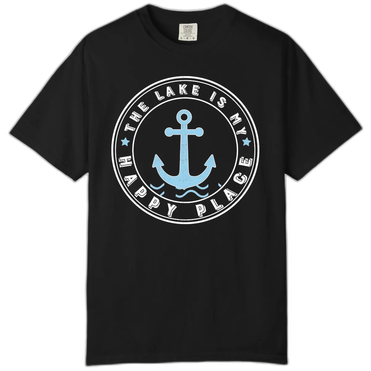 The Lake Is My Happy Place Badge Comfort Color in Black